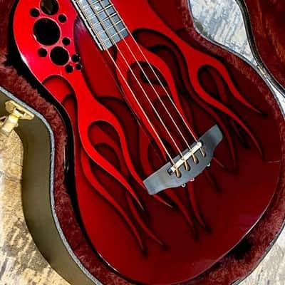 Ovation Nikki Sixx NSB778 Signature Elite 4 String Acoustic Bass Guitar 2009 - Red Flame Top image 3