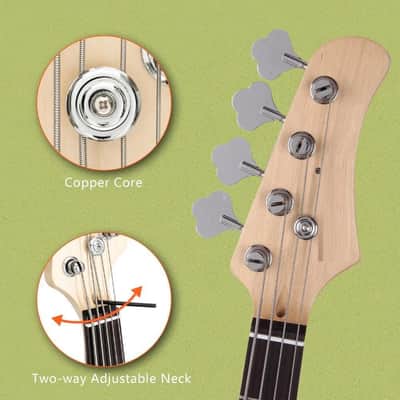 Electric Bass Guitar Burlywood Fretless 4 String Basswood Right Handed image 3
