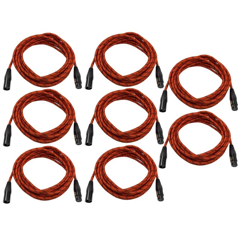 20 Foot 20' Female to Male XLR Microphone Mic Speaker Audio Cable Red 8 Pack image 1