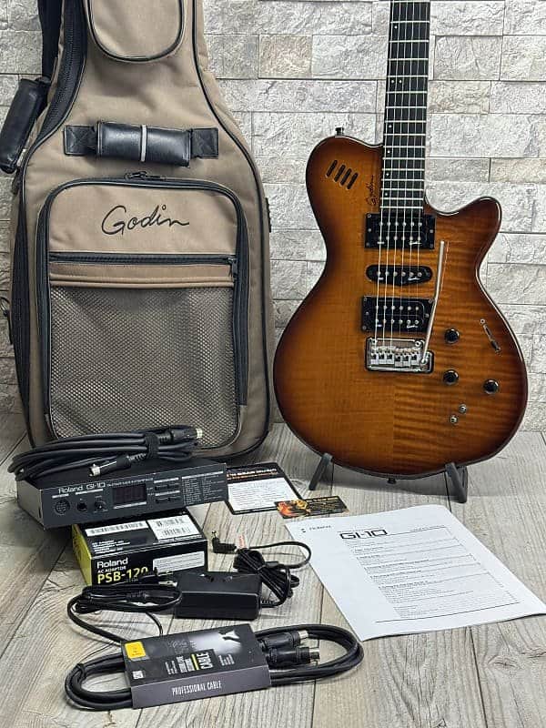 Godin 2010's xtSA Light Burst Flame w/ Gig Bag and Roland GI-10 and More! image 1