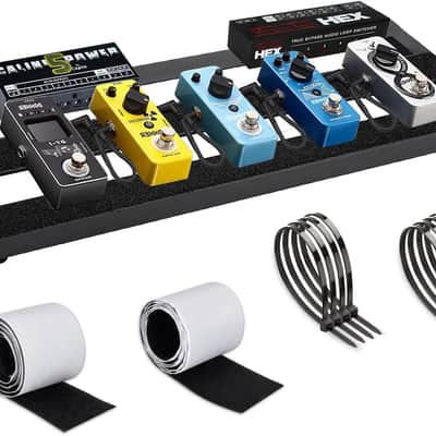 Medium Guitar Pedal Board, 20x8x1.2", Aluminum Alloy Black Effects Pedal Board with Adhesive Hookside Tape image 1