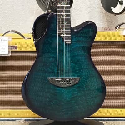 Emerald Guitars X-20 8-String Carbon Fiber Acoustic-Electric in Teal with OHSC image 9