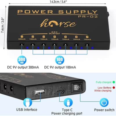Knight Music “The Horse” PS02 - RECHARGEABLE Isolated Pedal Power Supply Battery - 9v Adapter image 2