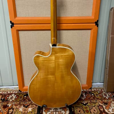 Vintage 1959 Hofner President Natural Blonde Acoustic Guitar Figured Maple Back image 12