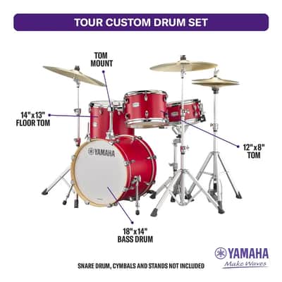 Yamaha Tour Custom Maple 3pc Drum Set Candy Apple Satin image 2