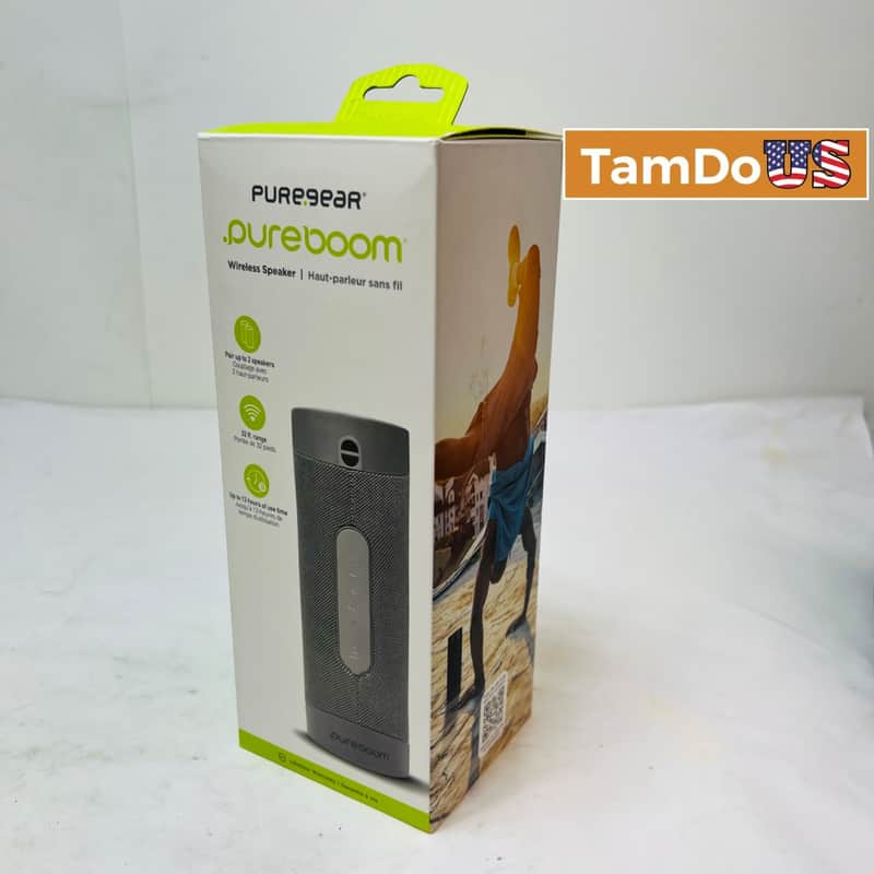 PureGear PureBoom Wireless Bluetooth Speaker Gray Portable 13hr Battery E85BB image 1