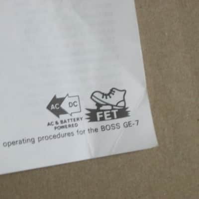 Boss original INSTRUCTIONS for GE-7, CS-3, and NS-2 (NO pedals, NO boxes, NO other items) 2010s (copyright years, 2010, 2015, and 2016) - white matte paper - black print, black graphic image 10