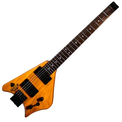 BootLegger Guitar Spade Gibson Scale 24.75 Headless Guitar With Case 2022 Honey Clear image 9