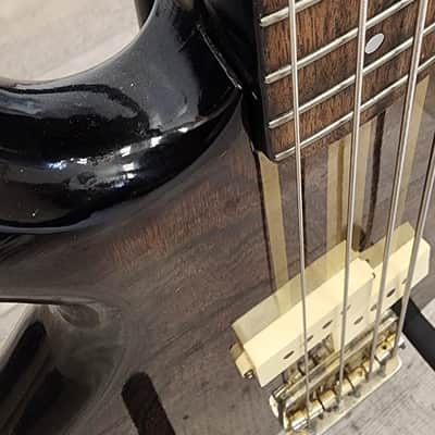 1980's Cort Bass Guitar 4 string 1980's - Glossy brown/black wood finish image 11