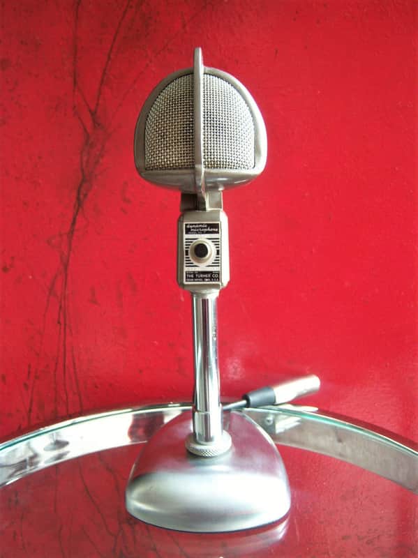 Vintage RARE 1950's Turner P25D dynamic microphone brown w period stand & cable image 1