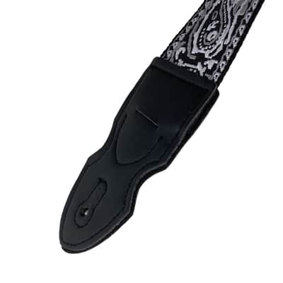 Black Woven Embroidered Guitar Strap - Vintage Style for Electric & Acoustic image 2