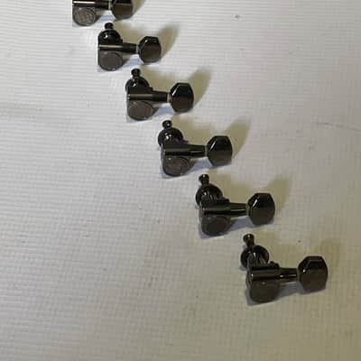 2000's Indonesian Ibanez S & RG Series Dual Pin Cosmo Black Tuners Tuning Pegs 7 In Line image 3