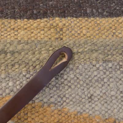 Very Unique Minimalist Featherweight 1oz High Quality Brown Leather Guitar Strap, Only 48" image 4