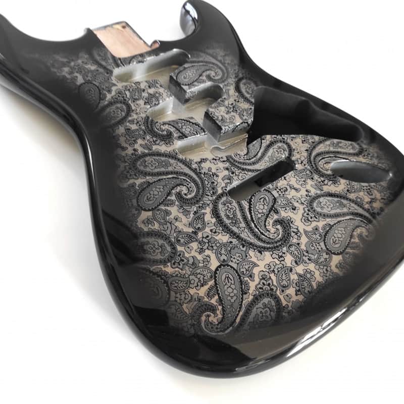 Strat Style Body, Black Paisley, Alder 2 Pcs image 1