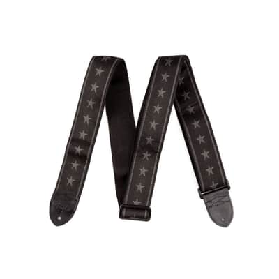 Fender Nylon Stars and Stripes Guitar Strap with Leather Ends, Black/Grey image 1