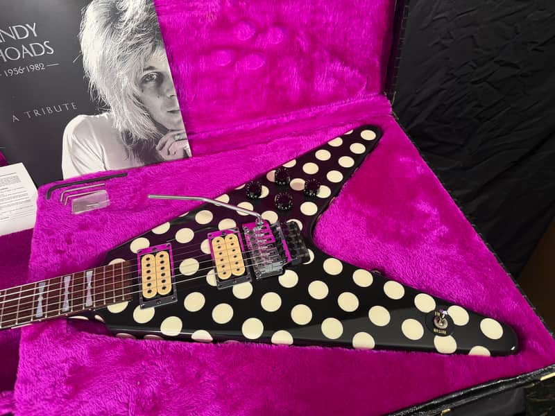 1998 Jackson USA Custom Shop Randy Rhoads - Limited Edition Flying V - Black with White Polka Dots - 150/150 image 1