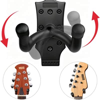2 Pack Guitar Wall Hangers | U Shaped Wall Mount Hooks for Acoustic Electric Bass and Ukulele image 4