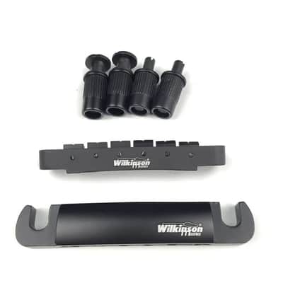 Wilkinson WOGT1 & WOGB2 Tune-O-Matic Bridge for LP Guitar (Bridge & Tailpiece) - Black (Fast Free US Shipping!) image 1
