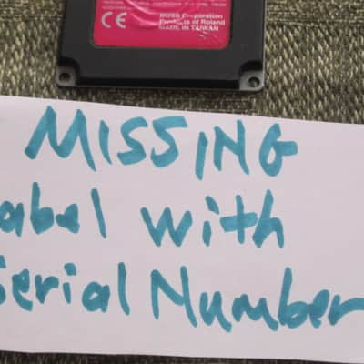 used genuine Boss Pink Label Taiwan Bottom Plate MISSING Serial Number (from 1998) - Pink Bottom Label, silver text / graphic, silver metal bottom plate (was originally from a BF-2 pedal) NO pedal / NO other items / NO screws image 2