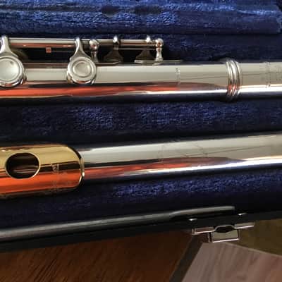 Emerson ELD Sterling Silver USA Flute with open holes, B-foot inline G and gold plated lip image 4