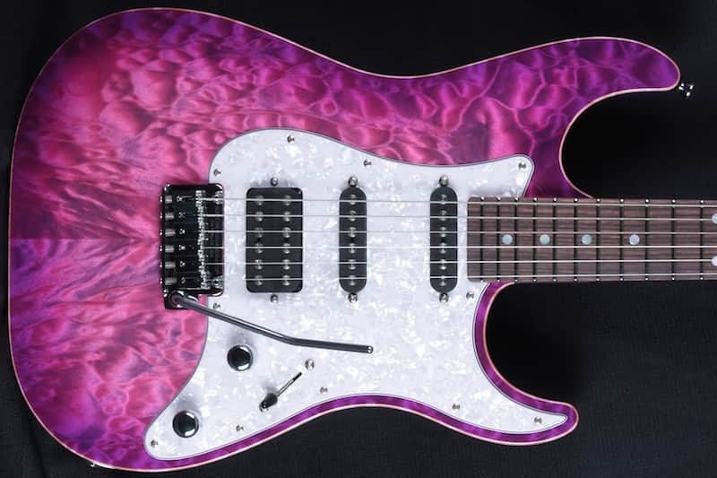Schecter USA Sunset Custom 2014 Electric Magenta Quilt image 1