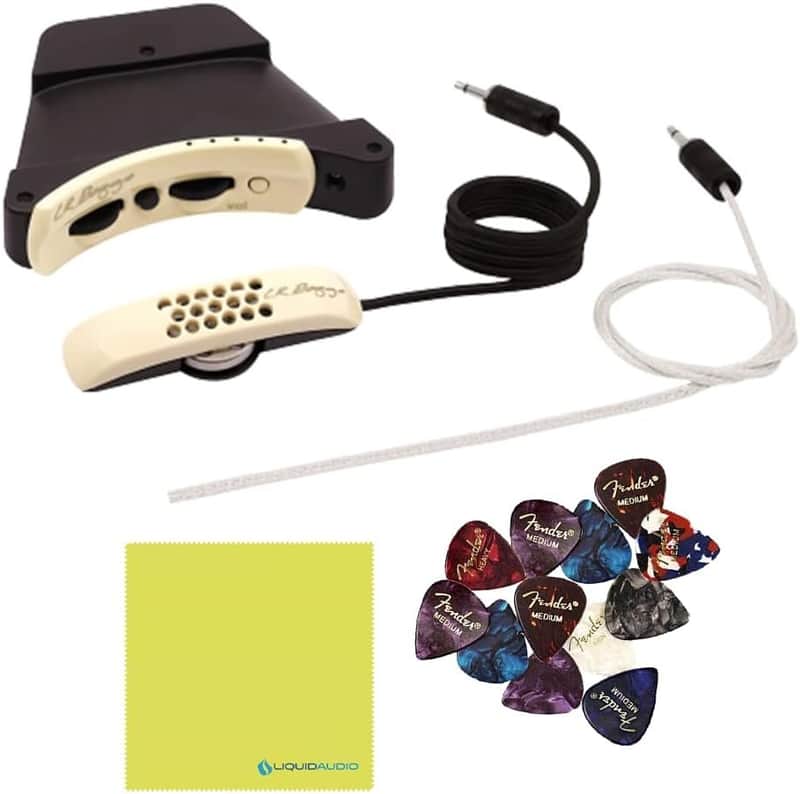 LR Baggs Anthem Acoustic Guitar Soundhole Pickup TRU-MIC and Element Pickup Bundle w/ 12x Guitar Picks and Liquid Audio Guitar Polishing Cloth - Soundhole Pickup for Acoustic Guitar, Guitar Microphone image 1