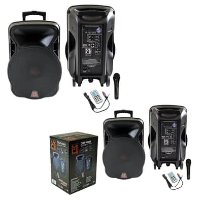2 MR DJ DSP4000 PAIR 15" 4000W Bluetooth Portable PA DJ Speaker Stands image 2