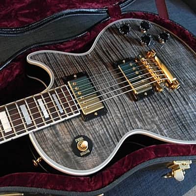2012 Gibson Custom Shop Les Paul Custom Trans Black with AAAAA (5A) Hand Selected Flame Maple Top! image 1