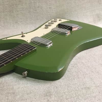 Vintage 1965 Airline Bighorn Green Solid Body Electric Guitar USA Made Kay + Original Gig Bag RARE image 11