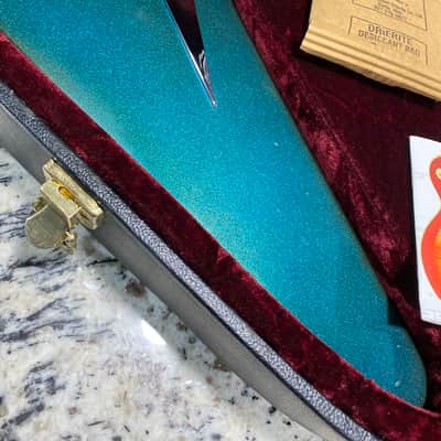 Video! 2002 Gibson '58 Flying V Mahogany Satin Metallic Blue (Aged Green) image 8