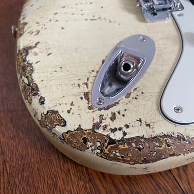 Fender Baritone Stratocaster Neck on MJT VTS Body 2022 - Olympic White over Sunburst image 3