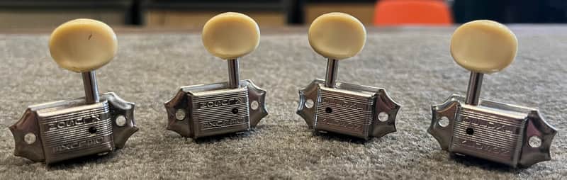 Kluson Double Line Deluxe Bass Guitar Tuner Set 1960’s - Nickel image 1