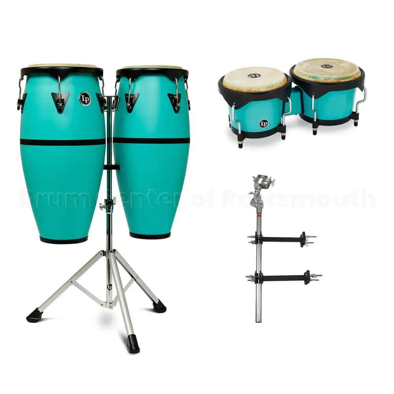 LP Discovery II Ultralight Conga, Bongo & Arm Bundle Sea Foam image 1