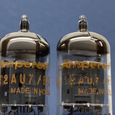 Amperex 12AU7 ECC82 • 1970 • 100% MATCHED & BALANCED Gm & mA Pair • Strong NOS • Orange Globe • Philips, Heerlen ΔOB2 MATCHED CODES • Amplitrex AT-1000 Digitally Tested • Quite Very Low Noise • A-03-04 image 2