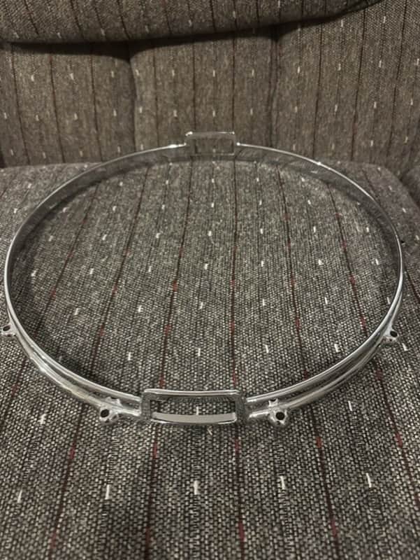 Vintage 60's Premier 14" Die Cast Snare Drum Hoops, Top & Bottom, Chrome Finish image 1