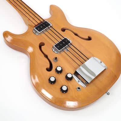 1969 Hohner Bartell Bass Fretless Rare LEFT HANDED - Natural Finish Black Widow image 17