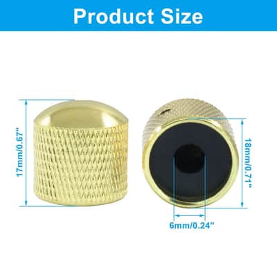 4 Pcs Metal Guitar Knobs, Volume Tone Control Knobs, Dome Knobs Replacement Parts, Knurled Guitar Knob for Electric Guitar and Bass Players (Gold) image 3