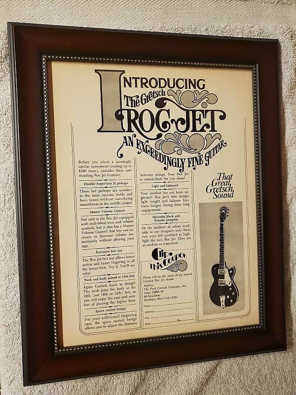 1971 Gretsch Promotional Ad Framed Roc Jet Electric Guitar Original image 1