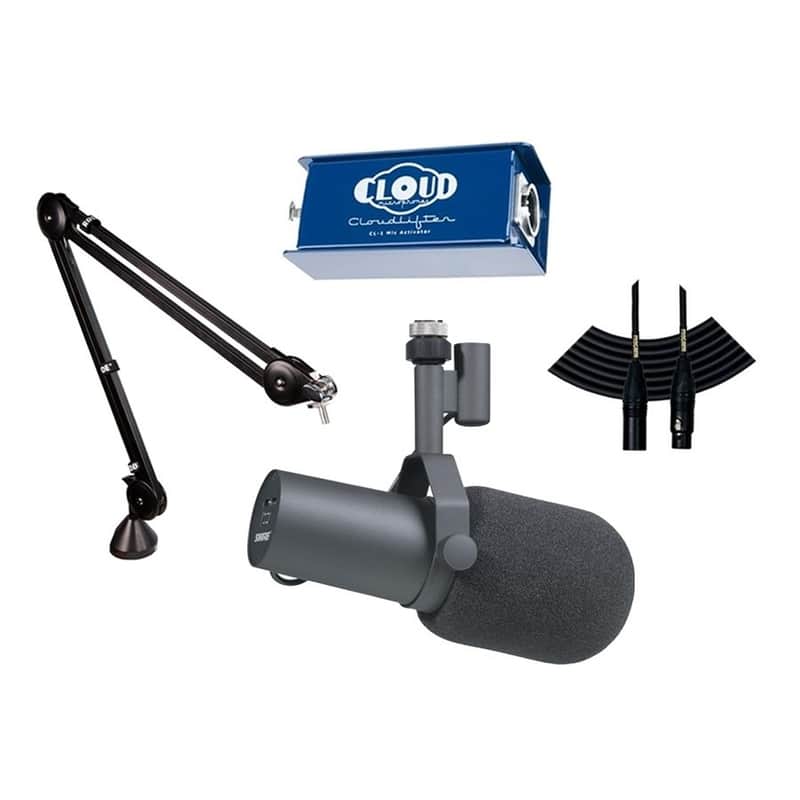 Shure SM7B Dynamic Cardioid Studio Vocal Microphone, with Cloudlifter Pack + Boom Arm image 1