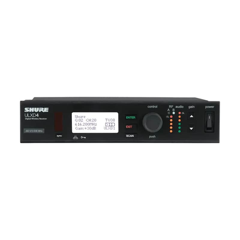 Shure ULXD4=-V50 Single Digital Wireless Receiver with PS41US Power Supply, 1/2 Wave Antenna and Rack Mounting Hardware image 1