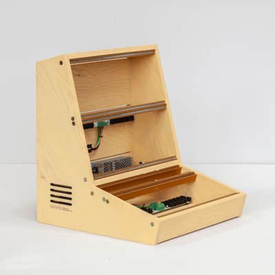 2 Many Synths 10U 60HP solid ash Eurorack case with YELLOW coloured linseed oil and GOLD rails 2024 - Yellow coloured linseed oil image 8