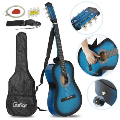 Electric Acoustic Guitar with Bag, Strap, pitch pipe, Blue image 4