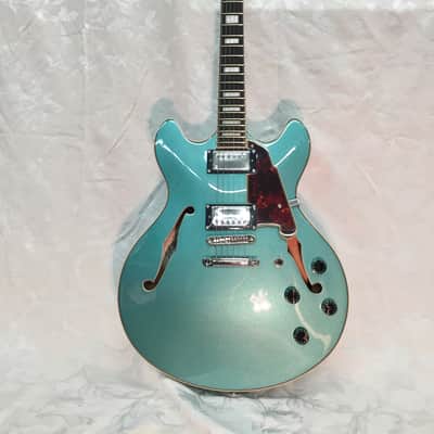 D'Angelico Premier DC 335 Style Semi-Hollow Body Electric Guitar-Ocean Turquoise-NEW! image 2