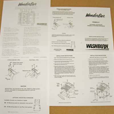 Washburn Wonderbar Vibrato System User / Installation Manual 1990's image 2