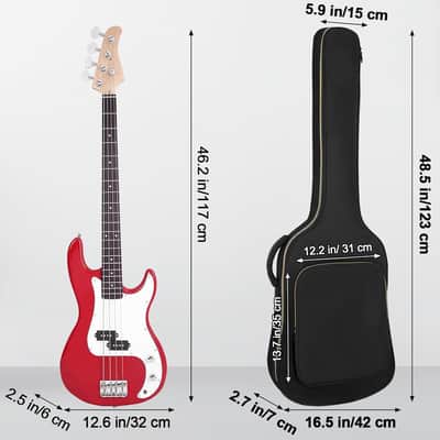 Bass Guitar Case, Bass Guitar Gig Bag 0.35 Inch Waterproof Thick Padding Backpack Soft Electric Bass Guitar Bag Dual Adjustable Shoulder Strap Pocket & Back Hanger Loop Black image 2