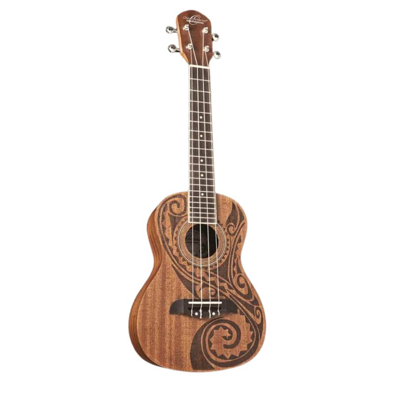 Oscar Schmidt OU2TAT All Mahogany Laser Etched Traditional Hawaiian Design 4-String Concert Ukulele image 1