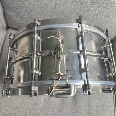 Ludwig 6.5 x 14 10 tube lug Heavy brass 2 piece shell 1920s - Nickel image 2