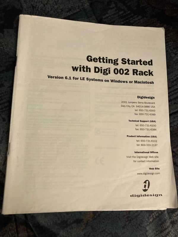 Digidesign Avid Digi 002 Rack Getting started with Owners Manual / User Manual image 1