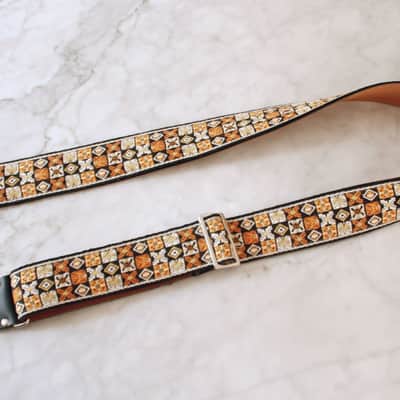 Vintage 70s Gold 'Woodstock' Guitar Strap Replica image 2