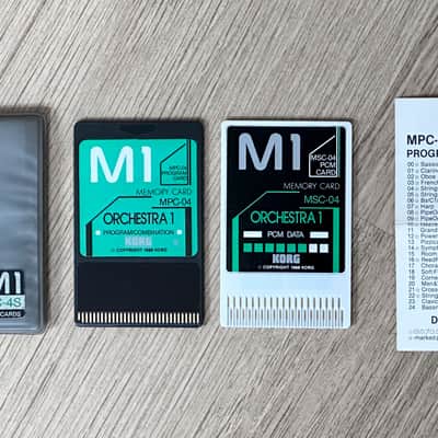Korg M1 ROM Waveform + Data Voice Cards // MSC-4S (MSC-04 + MPC-04) Percussion // With Etui + Chart